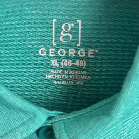George Men's XL Poly Polo Shirt Tropical Jade Heather Short Sleeve Stretch Golf - Picture 7 of 10